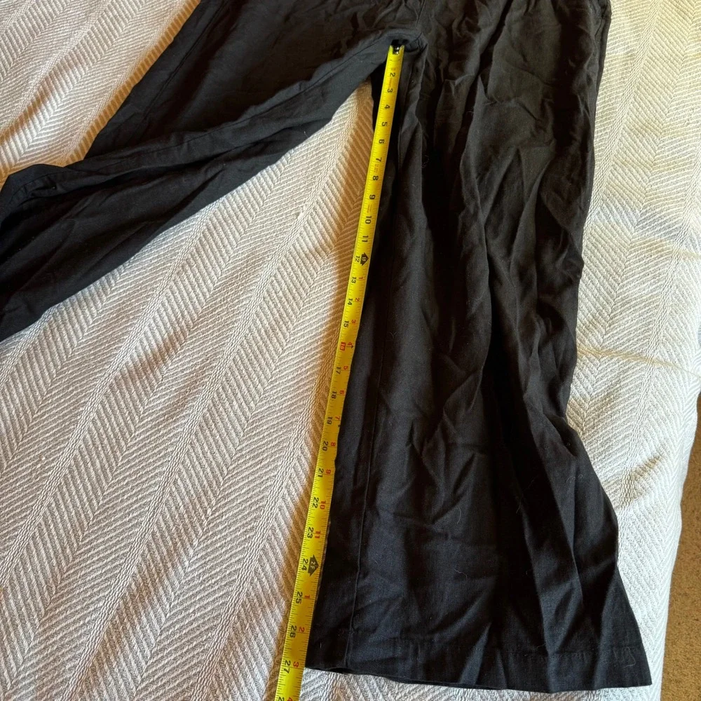 Old Navy Womens Black Linen Blend Wide Leg Drawstring Pants Large - Picture 9 of 9